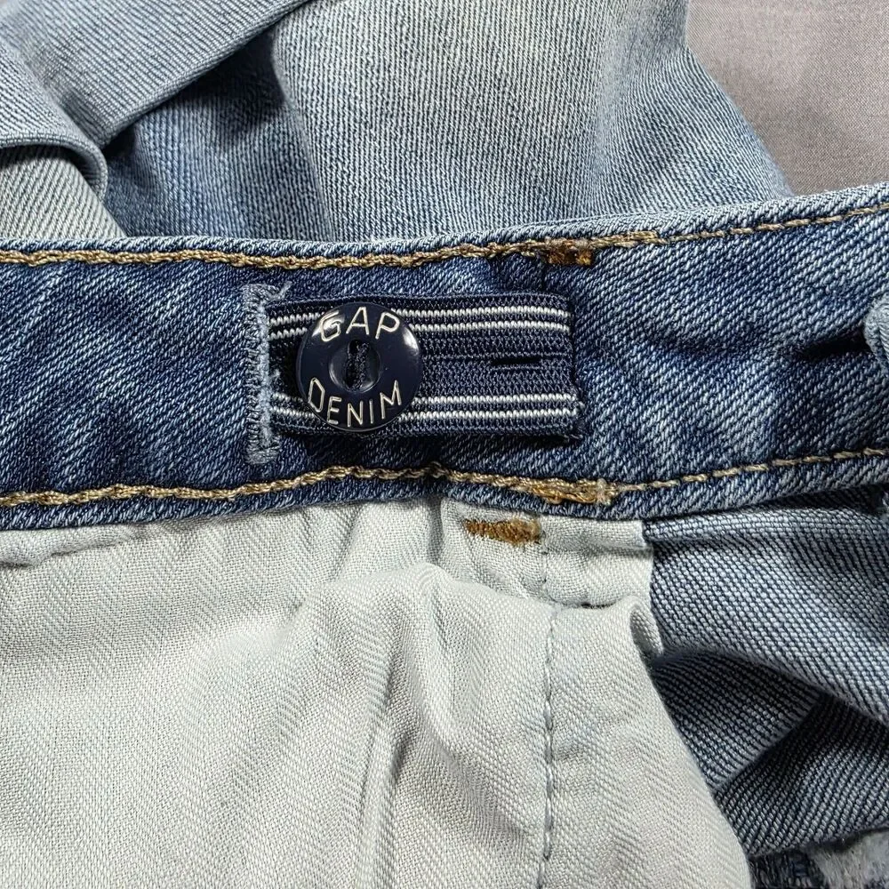 Gap Kids Girls Size 14 Plus Blue Denim Midi Shorts Adjustable Waist Stretch